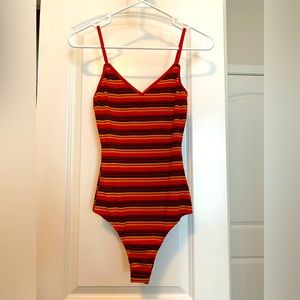 Wild honey ribbed striped bodysuit size xs